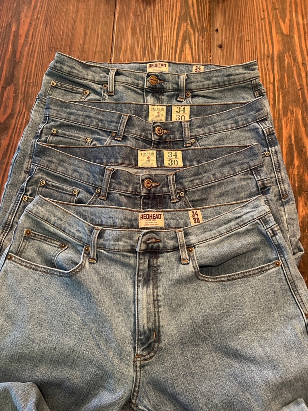 RedHead Men's Light Blue Bootcut Jeans - Faded Denim Stack